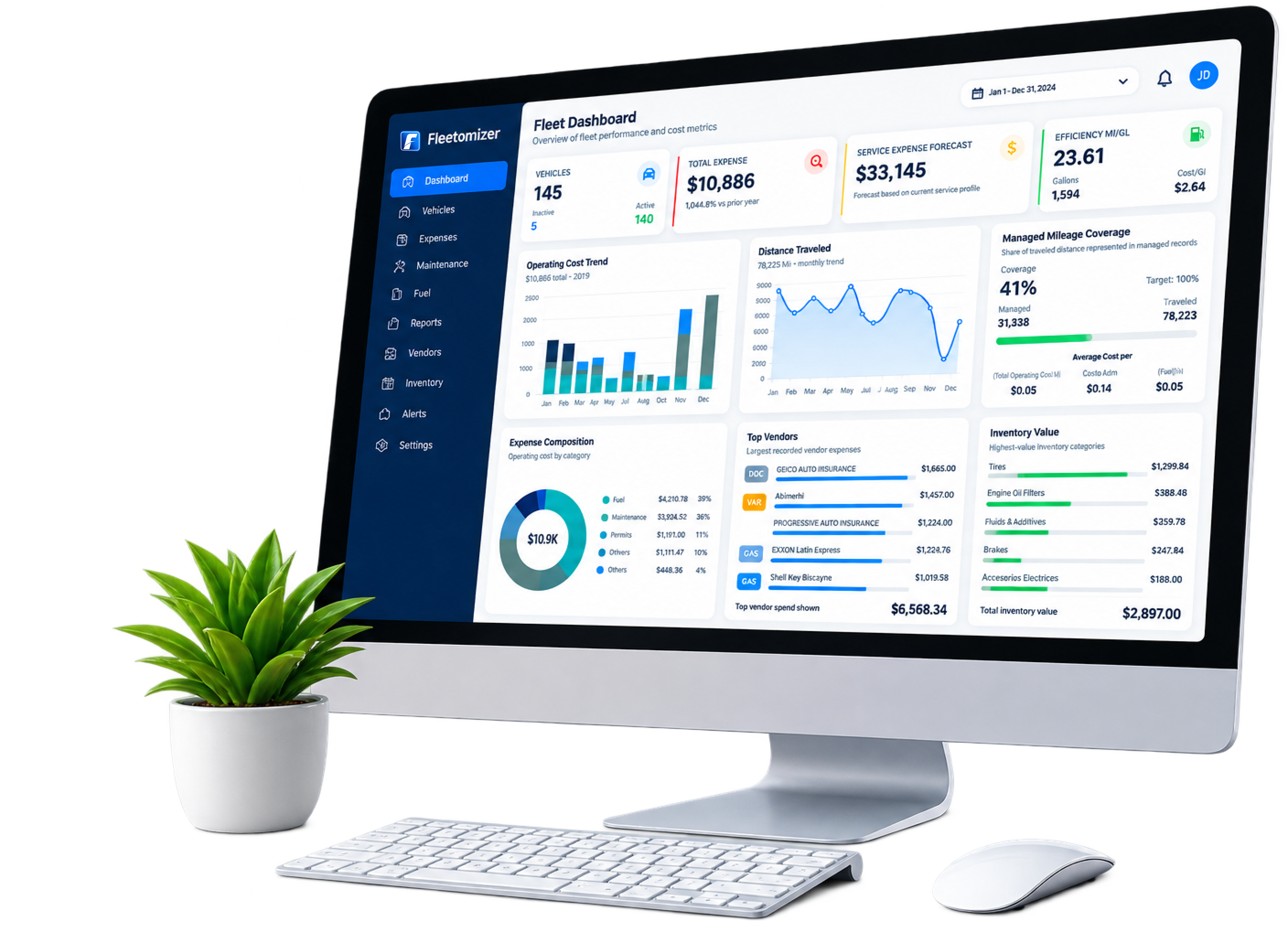 Fleetomizer Fleet Cost Intelligence dashboard concept